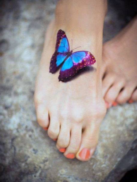 3D Butterfly Tattoo Womens Feet