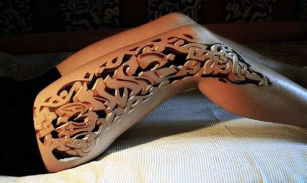 3D Leg Tattoo Womens