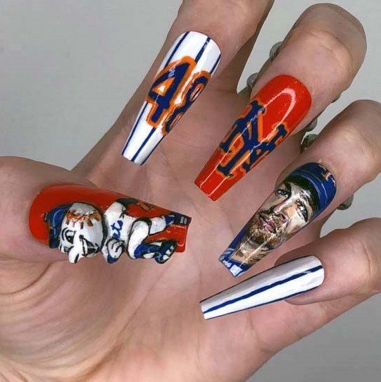 3D New York Mets Sport Nails For Women