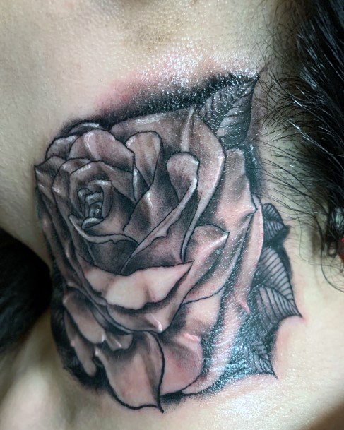 3D Rose Tattoo For Women Neck