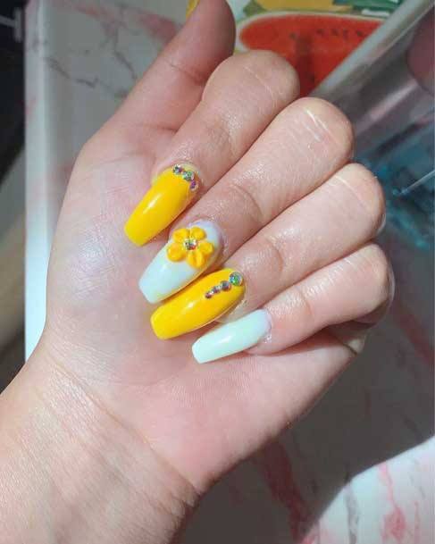 3D Yellow Florals Nails Women