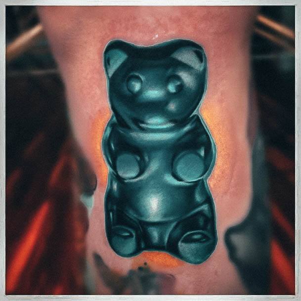 3d Realistic Teal Females Gummy Bear Tattoos