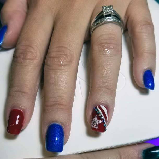 4th Of July Crystal Nails