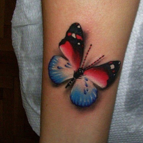 D Butterfly Tattoo Womens Forearms