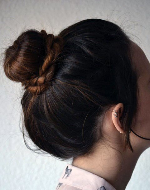 Doughnut Bun Hairstyle Woman