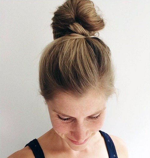 Easy Top Bun Hairstyle For Women