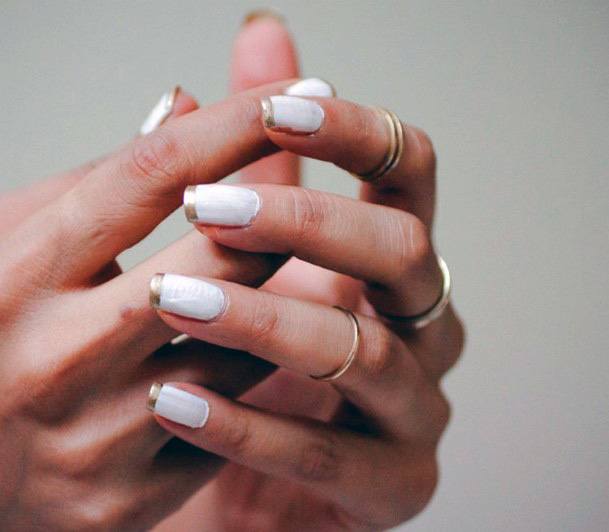 French Manicure In White Gold