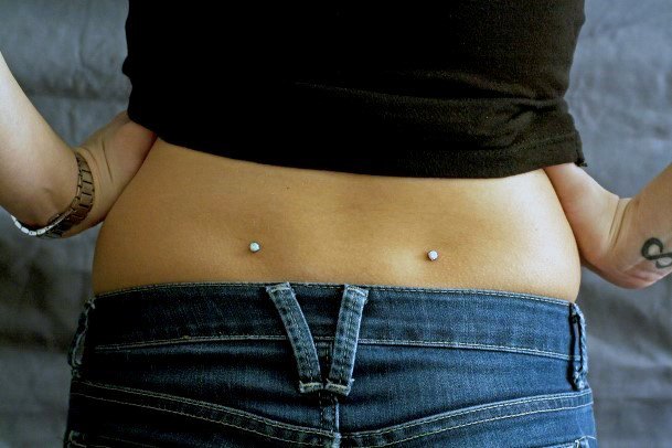 Sexy Lower Back Seductive Dermal Piercings Dimples Design Ideas For Women