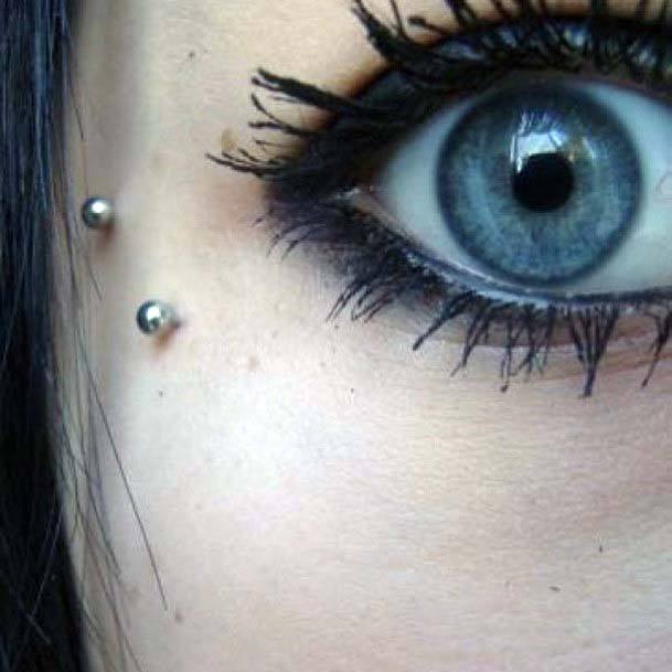 Unique Double Microdermal By The Eye Piercing Ideas For Girls