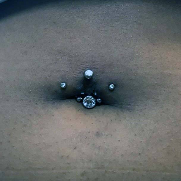 Unique Piercing Dermal Ideas For Girls Fascinating Multiple Navel Bellybutton Design