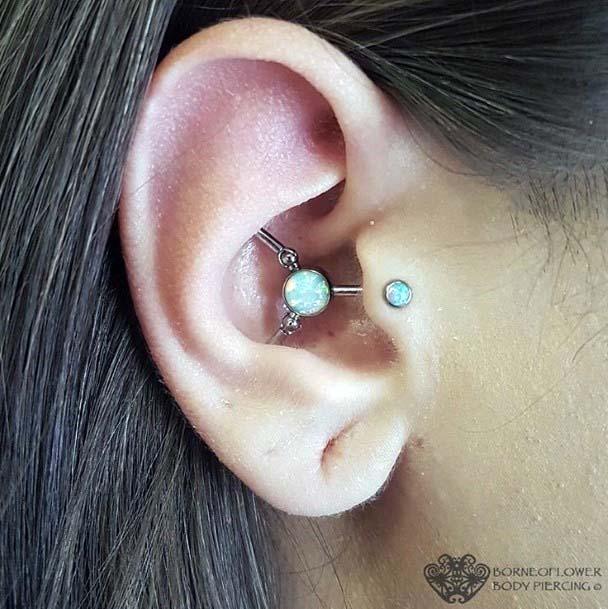 Unique Piercings Design Exclusive Targus Inner Conch Outter Conch White Opal Triple Piercing Inspiring Ideas For Females