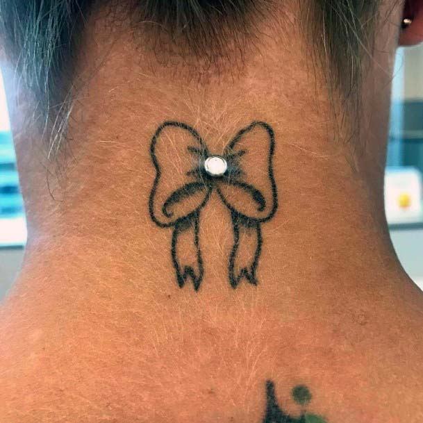 Unique Piercings White Diamond Dermal Back Of The Neck Inspiration Ideas For Women