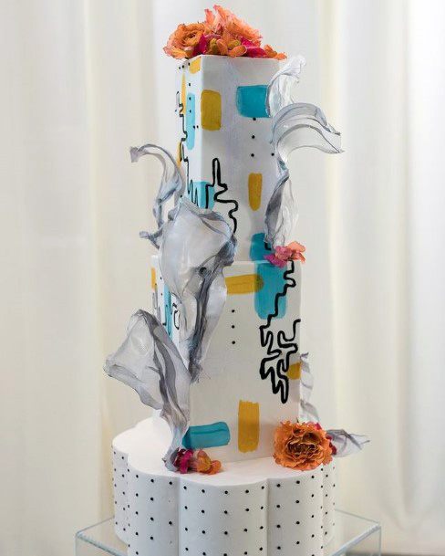 Abstract Geometric Shapes Unique Wedding Cake