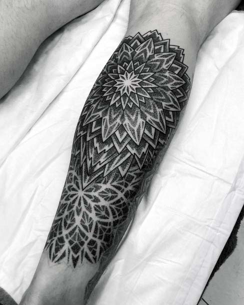 Abundance Of Geometric Black Flowers Tattoo Womens Wrists