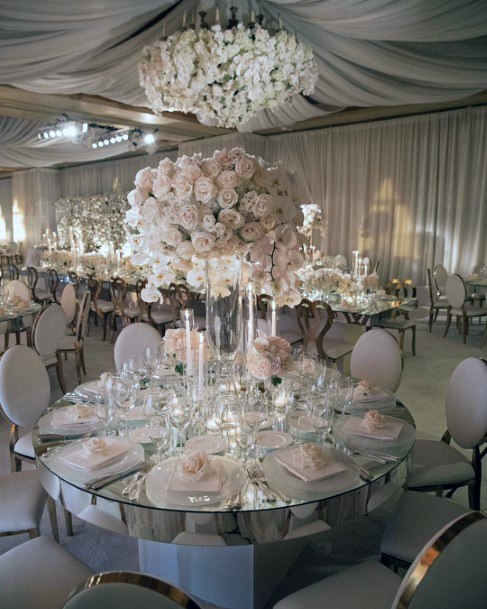 Abundant Rose Decorations On Table Wedding Hall