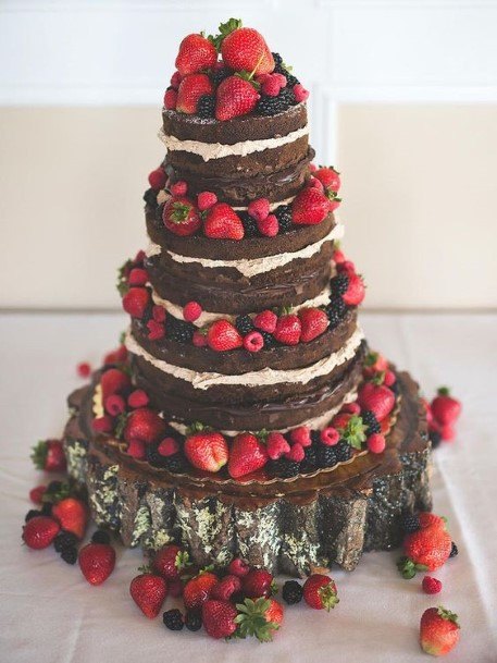 Abundant Strawberries Chocolate Wedding Cake