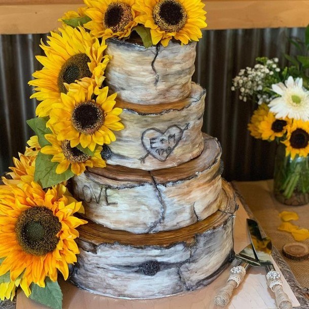 Abundant Sunflower Country Wedding Cake