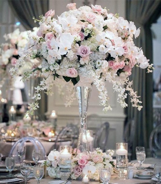 Abundant White And Blush Flowers Wedding