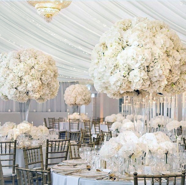 Abundant White Hydrangea Wedding Flowers