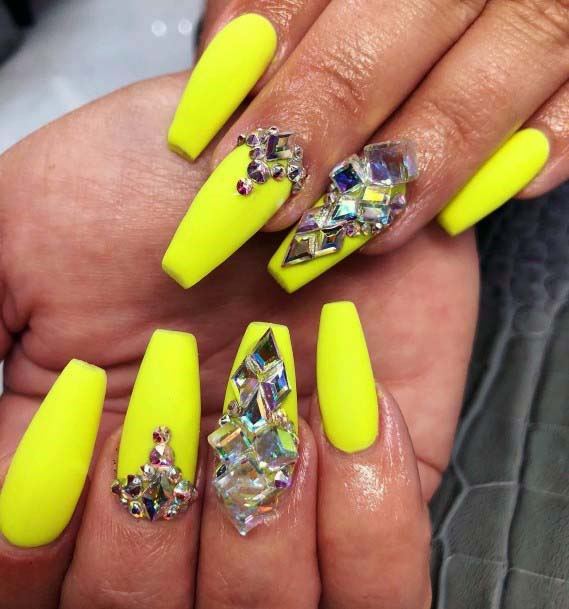 Accessories On Bright Yellow Nails For Women