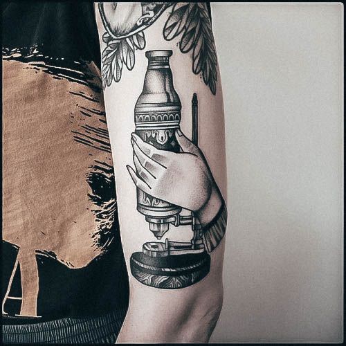 Adjusting Arm Tattoo Ideas Microscope Design For Girls