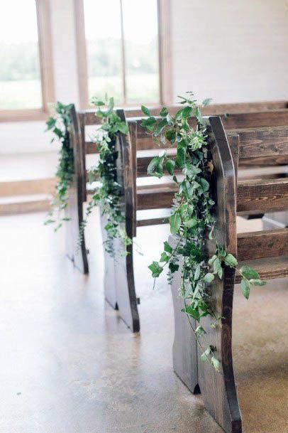 Admirable Greenery Eucalyptus Wedding Pew Decoration Ideas