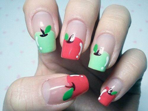 Adorable Apple Art On Nails