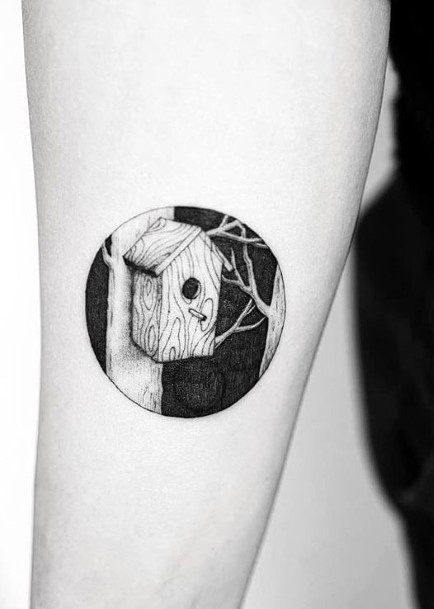 Adorable Birdhouse Tattoo Designs For Women