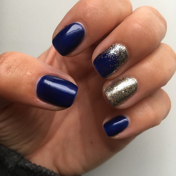 Adorable Blue And Gold Nail Designs For Women