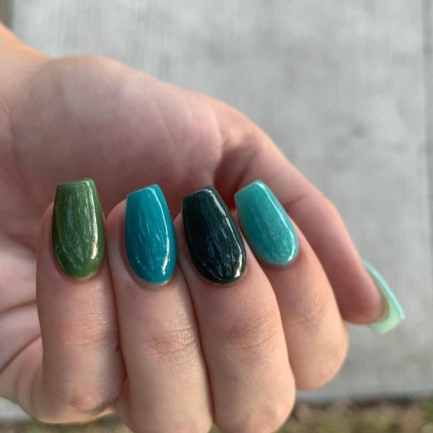 Adorable Blue And Green Nail Designs For Women