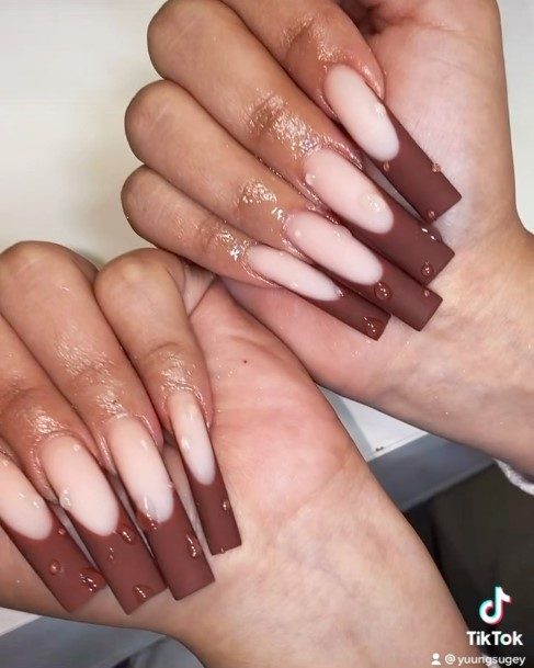 Adorable Brown French Tip Nail Designs For Women