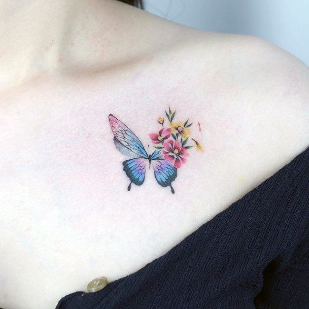 Adorable Butterfly Flower Tattoo Designs For Women