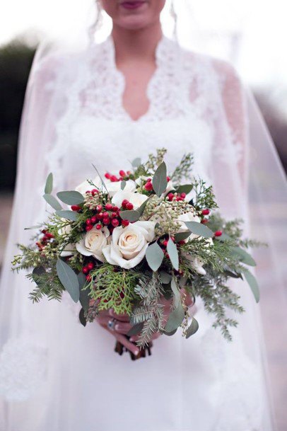 Adorable Christmas Wedding Flowers Bouquet