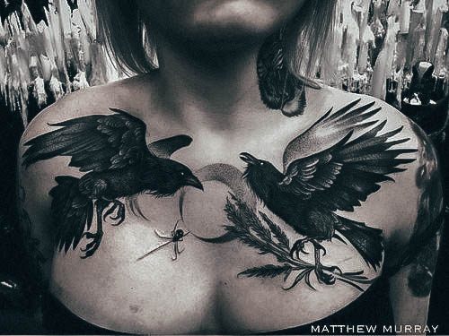 Adorable Crow Tattoo Designs For Women