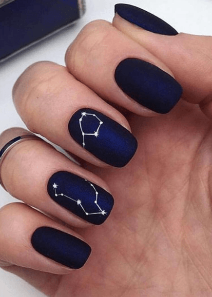 Adorable Dark Blue Matte Nail Designs For Women