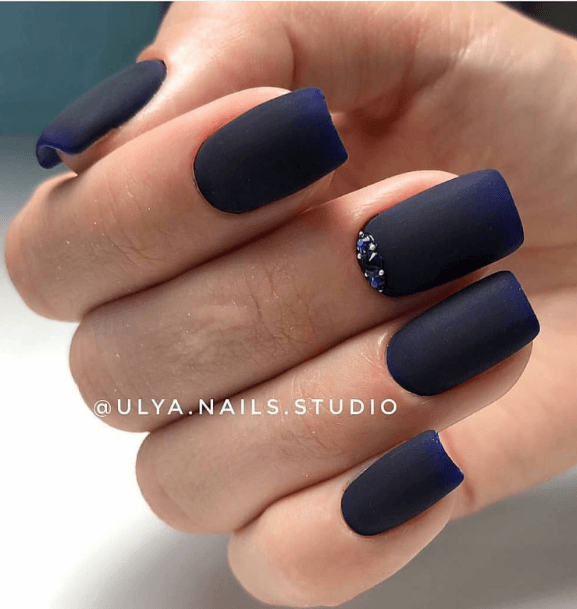 Adorable Dark Blue Ombre Nail Designs For Women