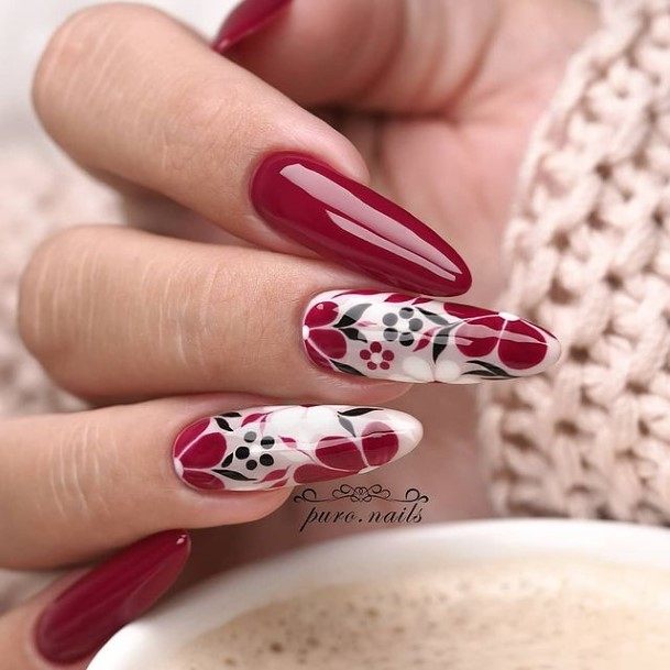 Adorable Deep Red Nail Designs For Women