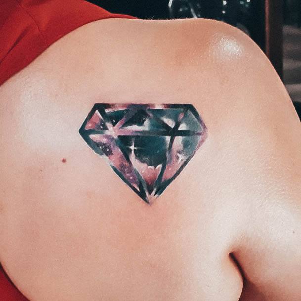 Adorable Diamond Tattoo Designs For Women On Back Outerspace Themed