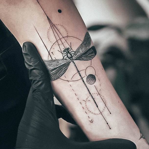 Adorable Dragonfly Tattoo Designs For Women Geometric Forearm