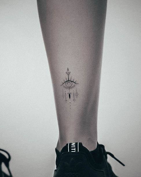 Adorable Evil Eye Tattoo Designs For Women Leg