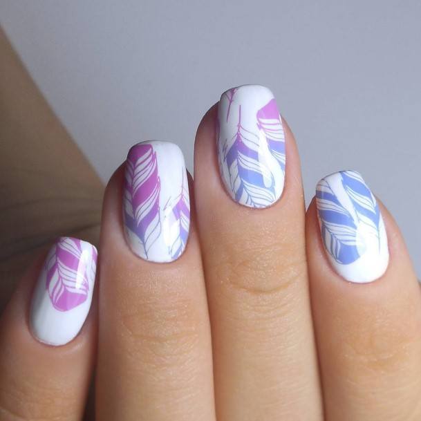 Adorable Feather Nail Designs For Women