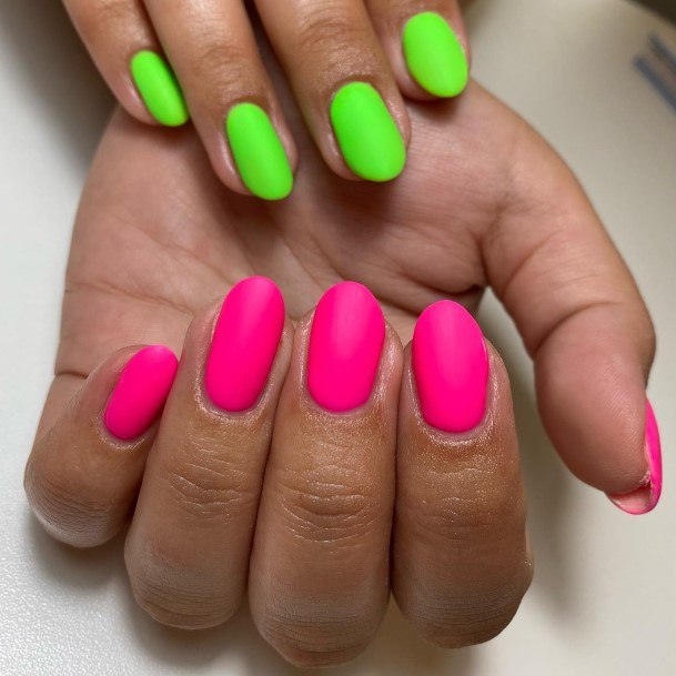 Adorable Green And Pink Nail Designs For Women