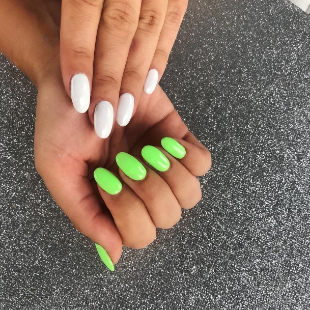 Adorable Green And White Nail Designs For Women