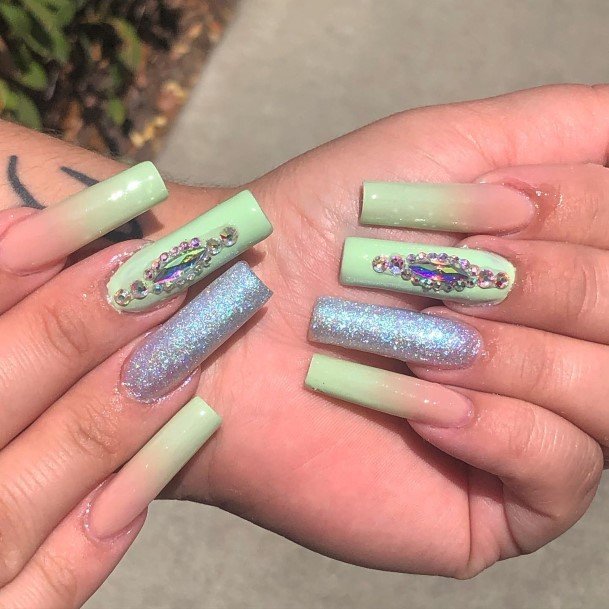 Adorable Green Ombre Nail Designs For Women