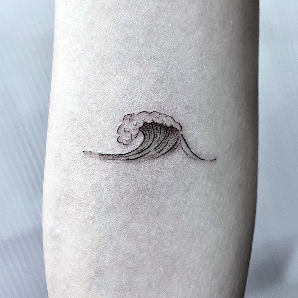 Adorable Grey Wave Tattoo Womens Arms