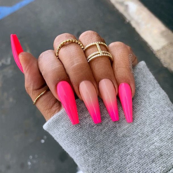 Adorable Long Pink Nail Designs For Women