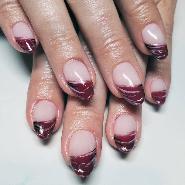 Adorable Maroon And Pink Nail Designs For Women