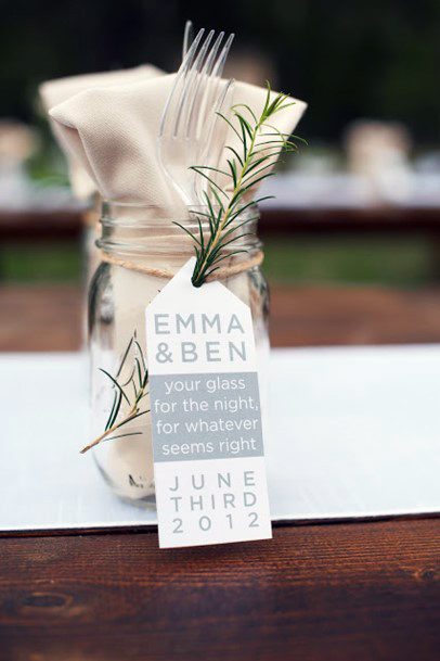 Adorable Mason Jar With Label Wedding Decorations