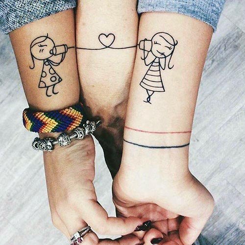 Adorable Mother Daughter Tattoo Forearms