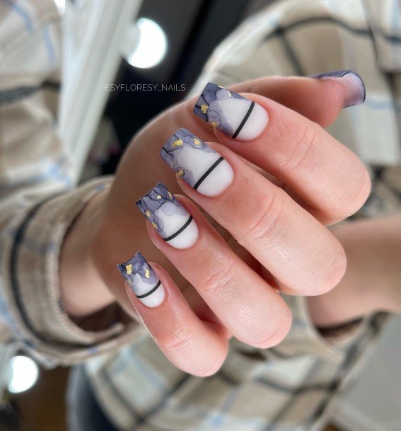 Adorable Nail Inspiration Black And White Marble For Women